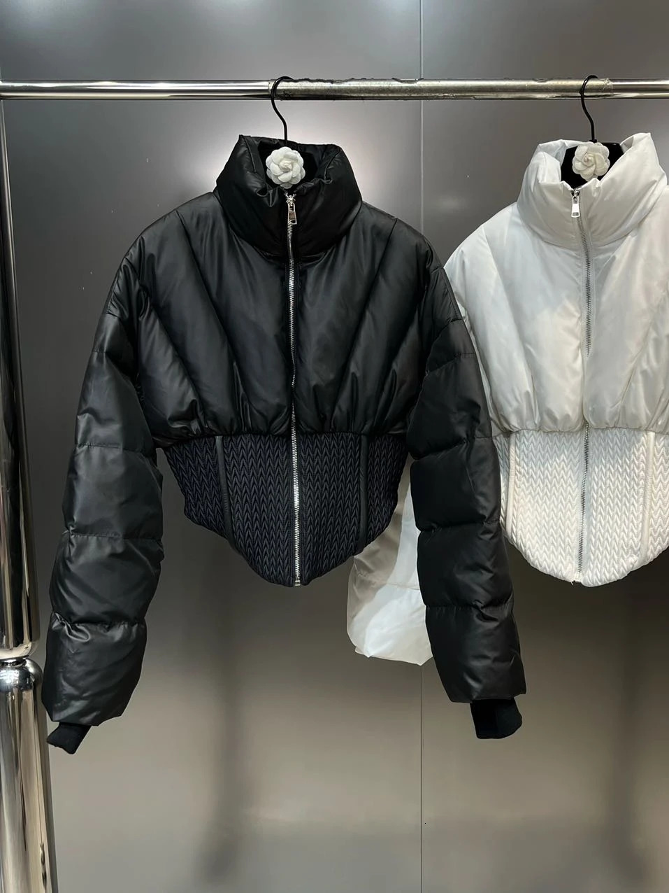 Women s Down Parkas PREPOMP 2023 Winter Collection Long Sleeve Zipper Stand Collar Slim Waist Short Jacket Women Cotton Coat GM099 231025