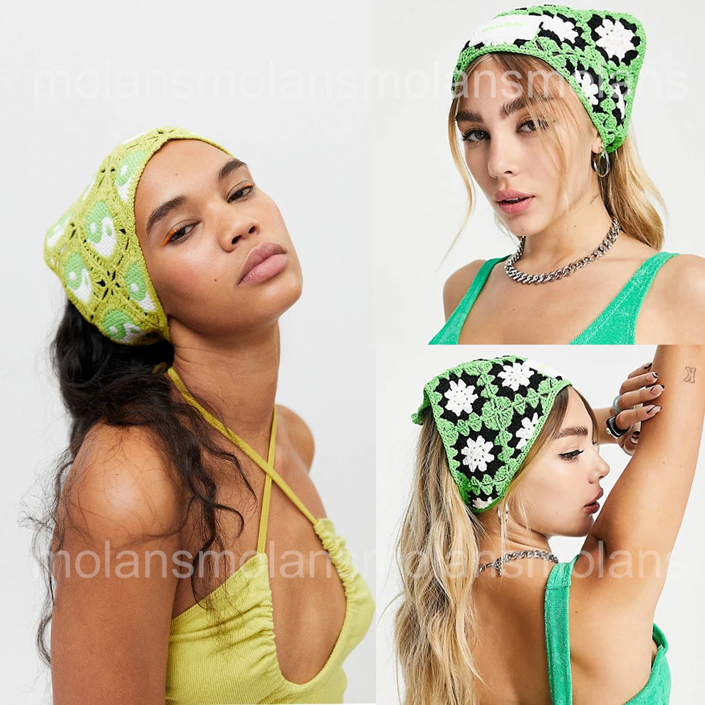 Headbands Molans Women Triangle Bandanas Turban Crochet Hair Scarf Hairband Knitted Headband Elastic Hair Band Headwrap Hair Accessories 231025