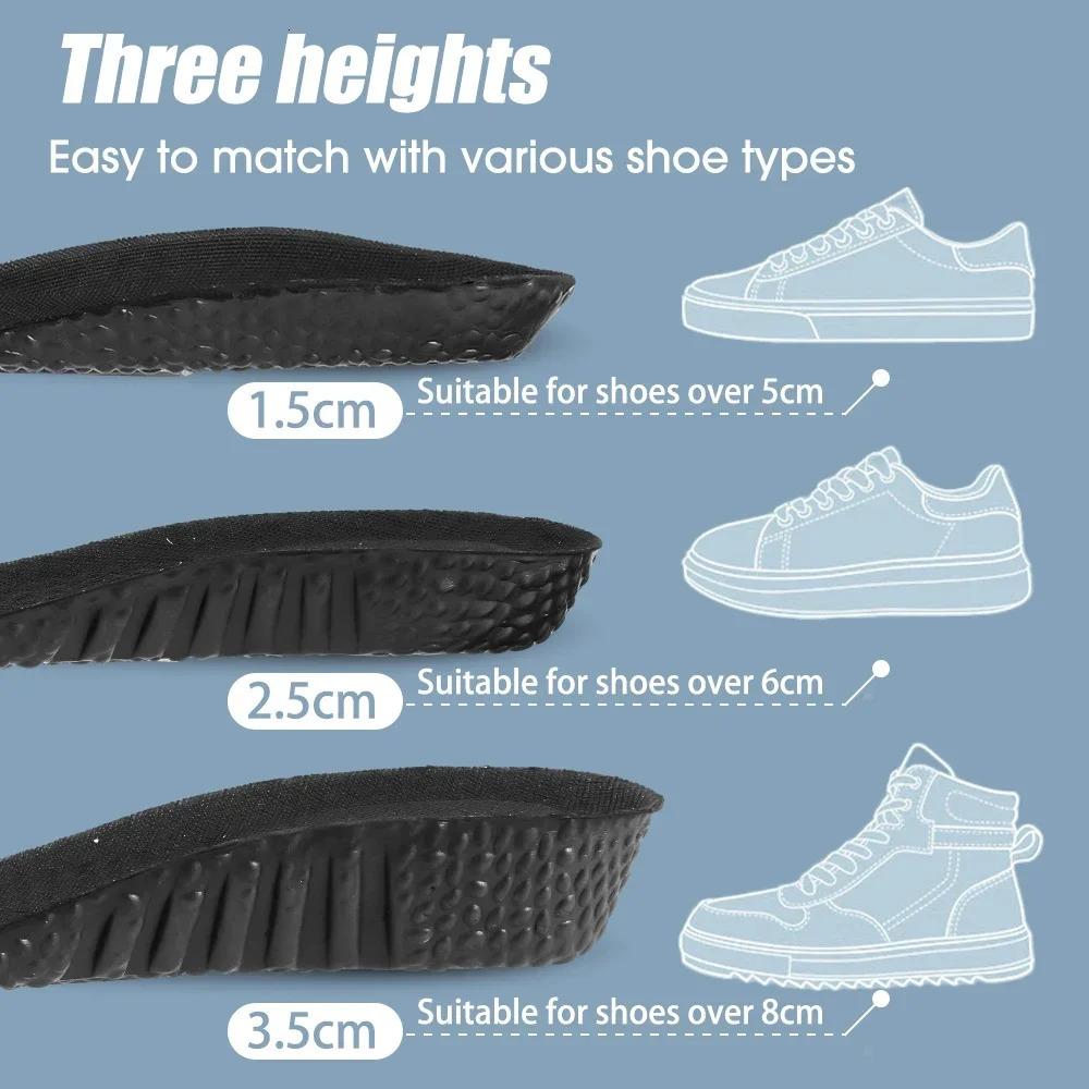 Shoe Parts Accessories Height Increase Insoles Silicone Memory Foam Shoe Pads Arch Support Orthopedic Cushion Sports Running Heel Lift Feet Inserts 23