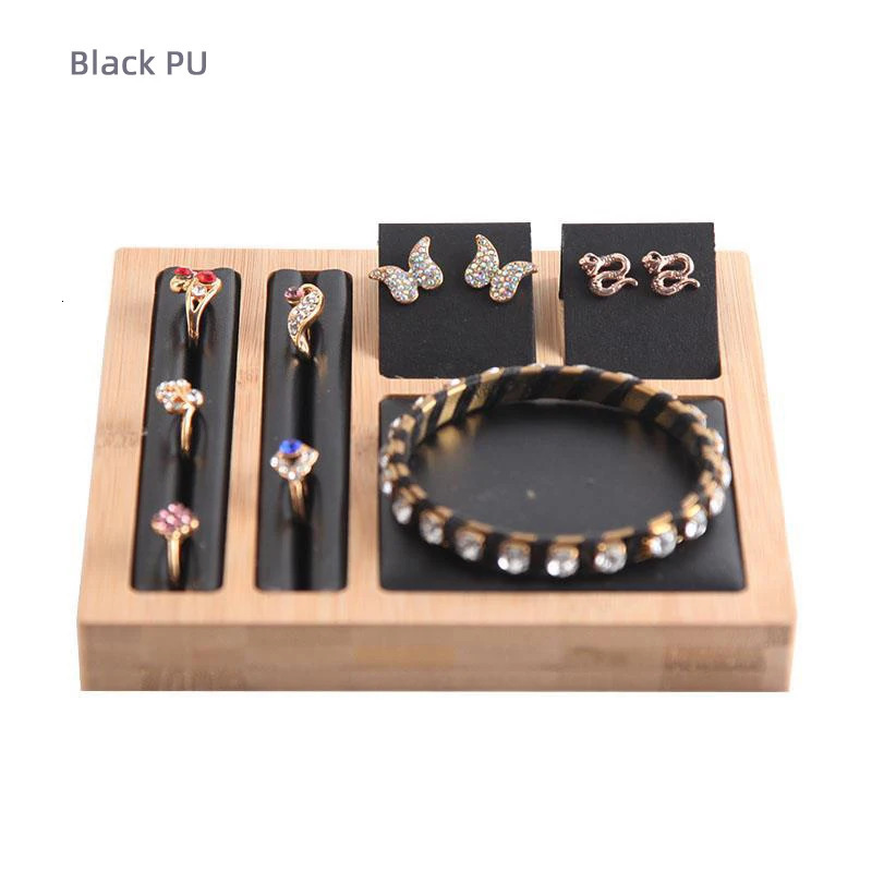 Accessories Packaging Organizers Bamboo Multifunctional Display Tray Board Rings Earring Rack Jewelry Storage Organization Props 231025
