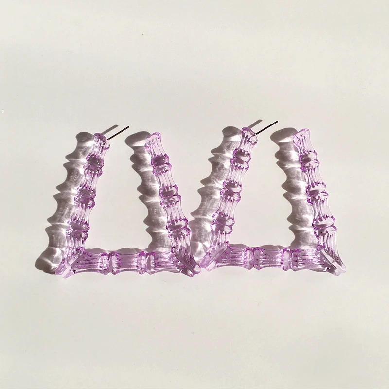 Stud UJBOX Wholesale Top Quality Large Clear Multicolor Geometric Trapezoid Acrylic Bamboo Earrings Dangle For Women 231025