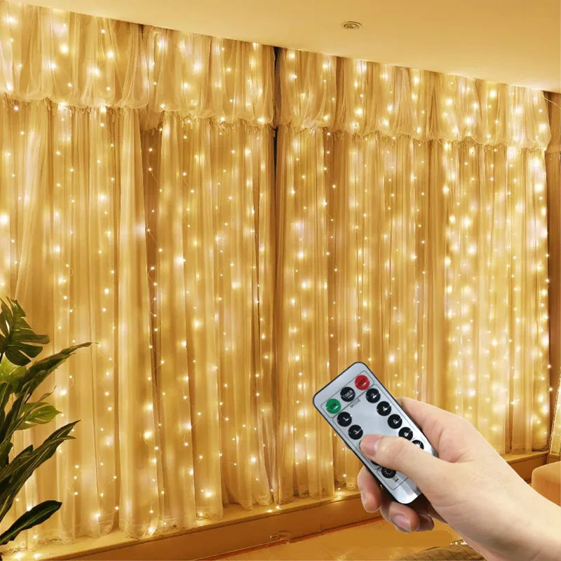 Christmas Decorations 6M3M USB LED Curtains Festoon Led Light Garlands Year decorations Wedding Decor Outdoor Garden Lights 231026