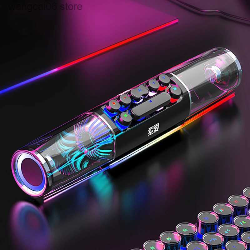 Cell Phone Speakers SOAIY SH19s Gaming Bluetooth Speaker RGB Computer Soundbar 3D Surround Wireless Column Subwoofer Music Center Audio Laptop PC TV T