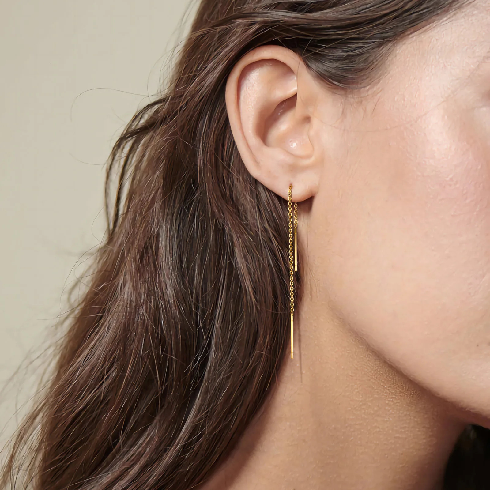 Charm Vnox Delicate Japan Korean Long Tassel Linear Chain Earrings for Women Stainless Steel Ear Line Threader Dangle Earring 231025