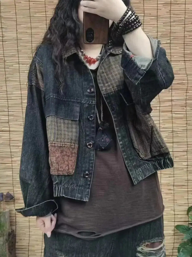 Women's Jackets Woman Autumn Distressed Long Sleeves Denim Jacket Literary Simplicity Vintage Loose Cardigan Turn-down Collar Streetwear Coat 231