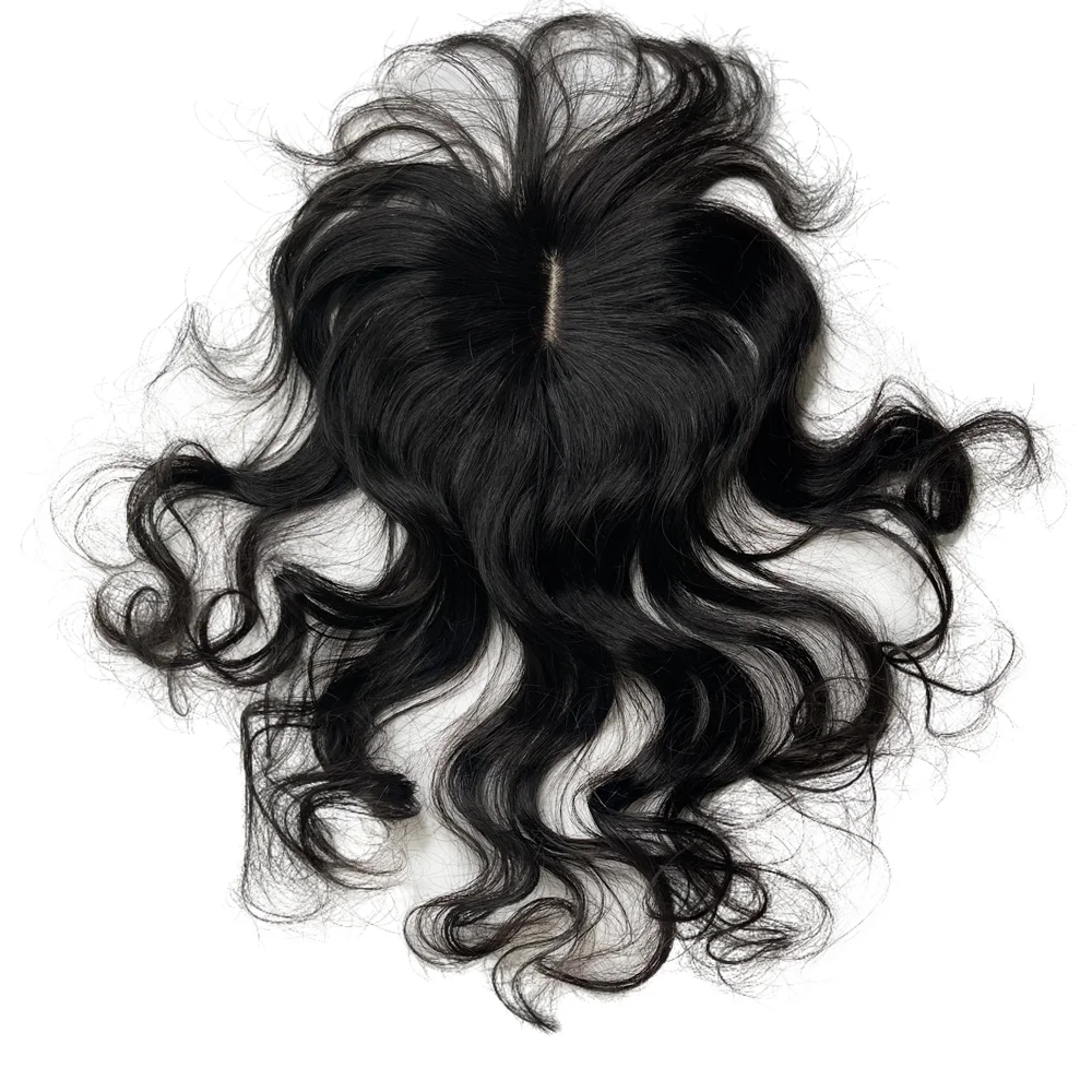 Natural Body Wavy Clip in Human Hair Topper for Women Soft Hairpiece Extension for Mild Woman Increase Hair Volume Remy 10x12cm fast delivery