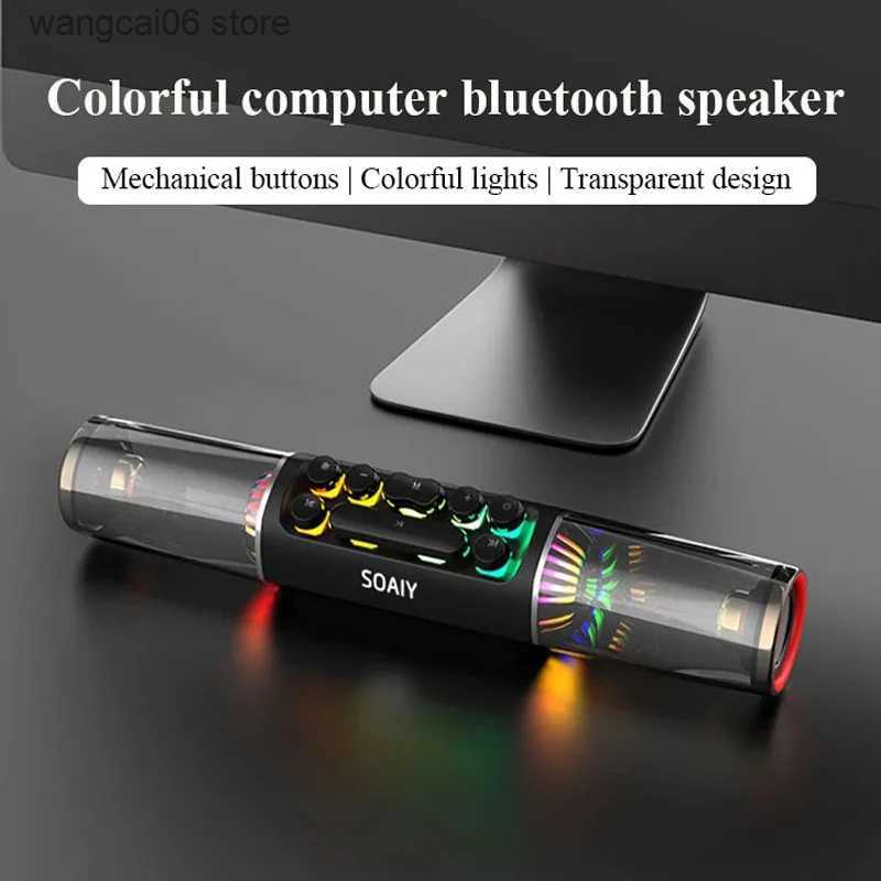Cell Phone Speakers SOAIY SH19s Gaming Bluetooth Speaker RGB Computer Soundbar 3D Surround Wireless Column Subwoofer Music Center Audio Laptop PC TV T