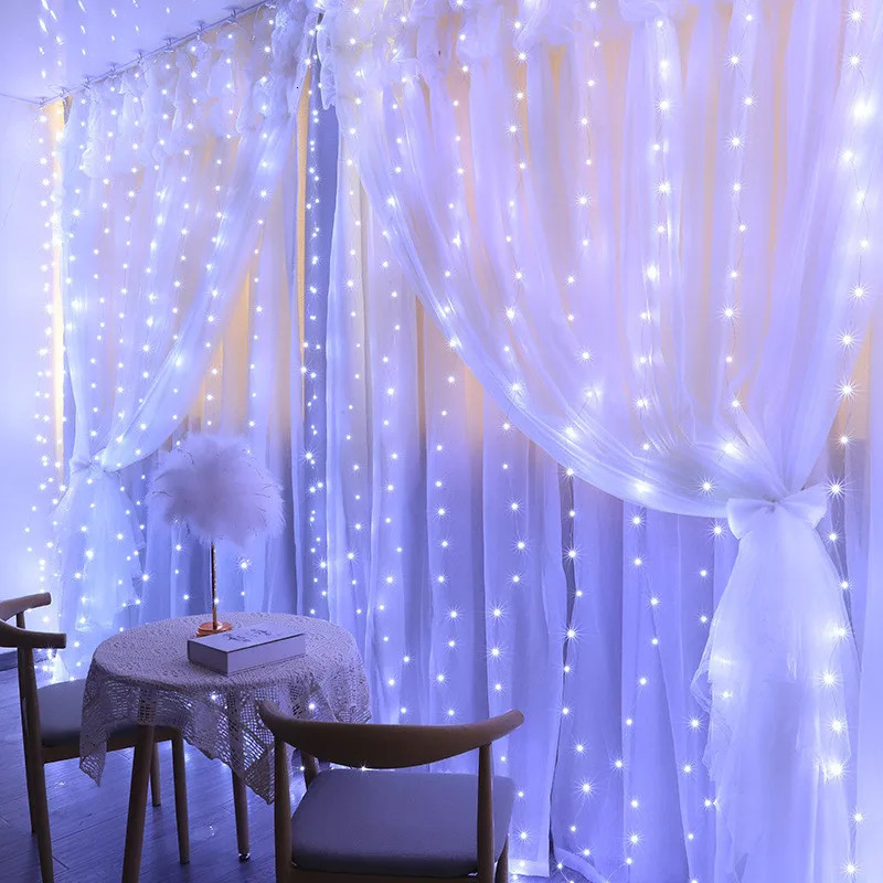 Christmas Decorations 6M3M USB LED Curtains Festoon Led Light Garlands Year decorations Wedding Decor Outdoor Garden Lights 231026