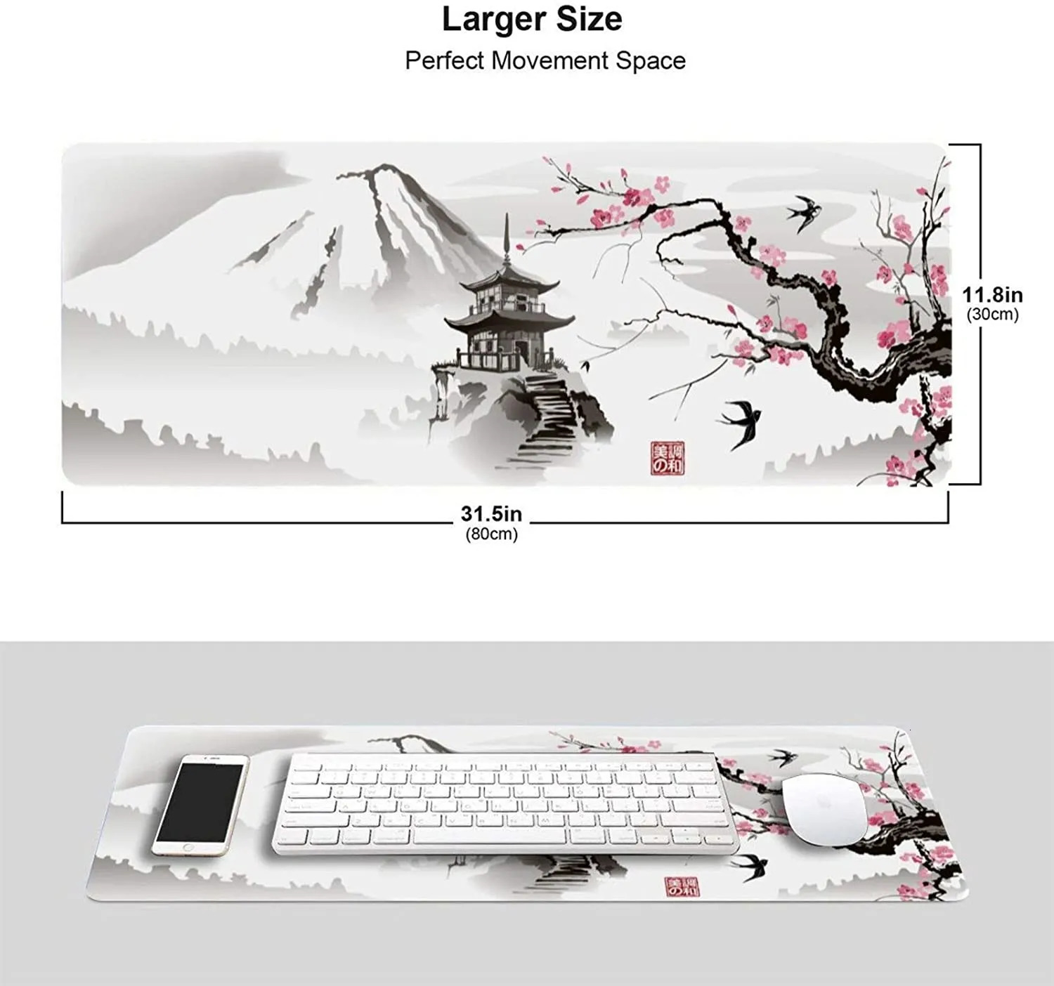 Mouse Pads Wrist Rests Sakura Mousepad Custom Computer Desk Mats Office Laptop Natural Rubber Soft Mouse Pad Japanese Pagoda And Cherry Blossom 231025