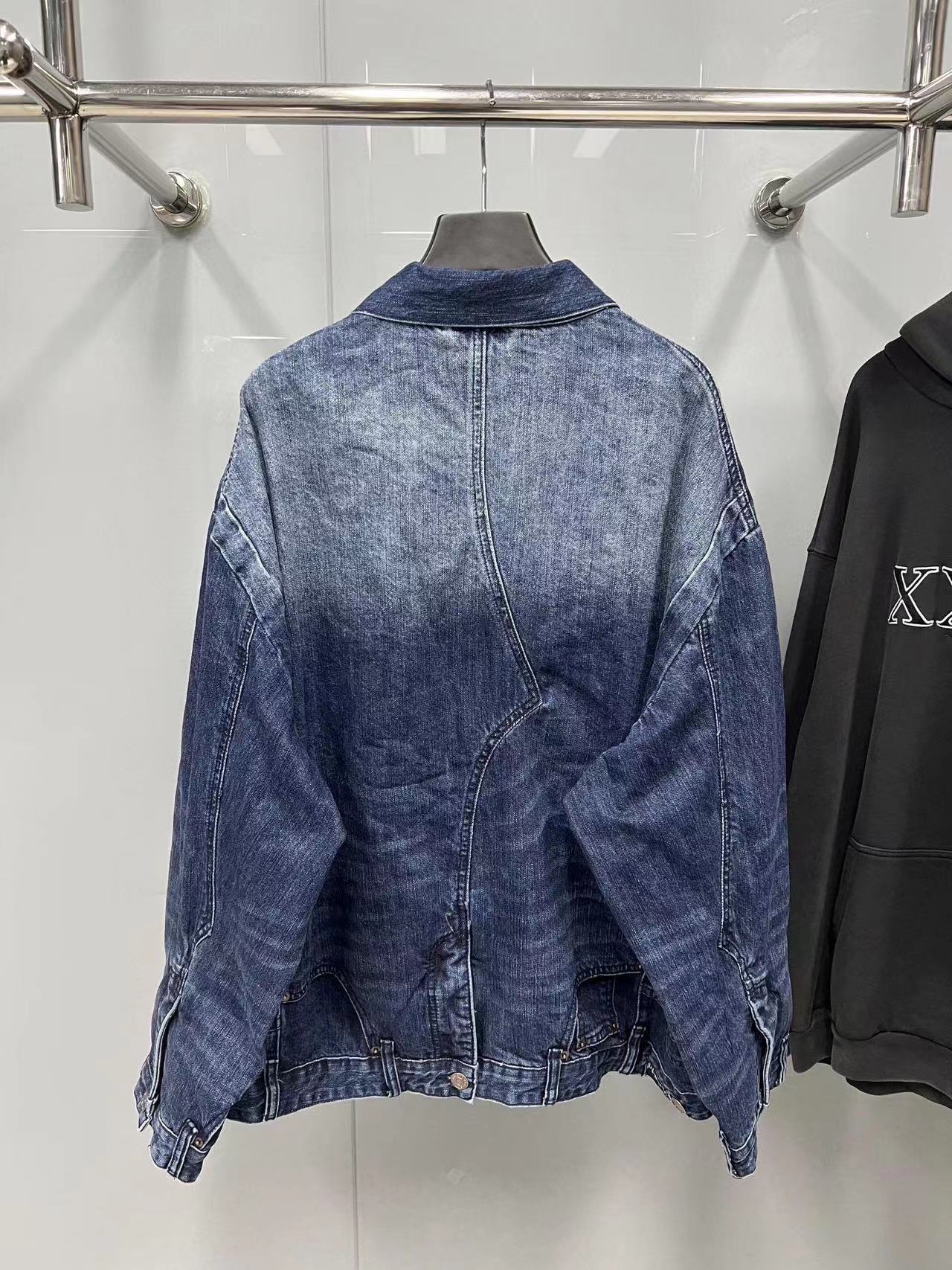 Fashion Brand Bale Workwear Jacket Coat Denim Patchwork Denim Jacket for Men Loose Versatile Jacket