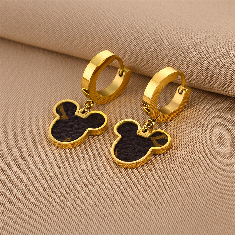 New Fashion Leather Insert Mice Charm Earring Jewelry for Women Gift