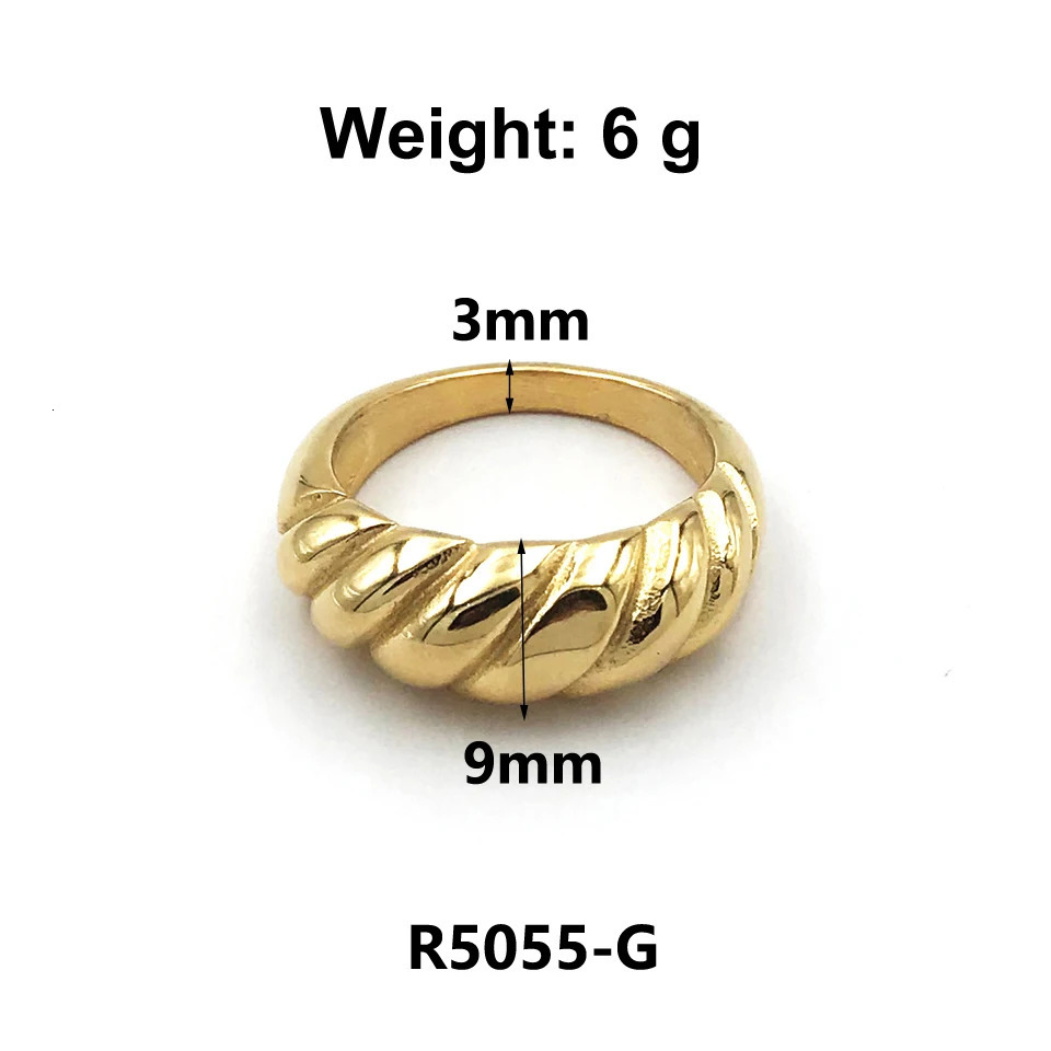 Band Rings High Grade 18 K 316L Stainless Steel with Gold Color Tarnish Free Croissant Chunky for Women Ladies Vintage Ring 231025