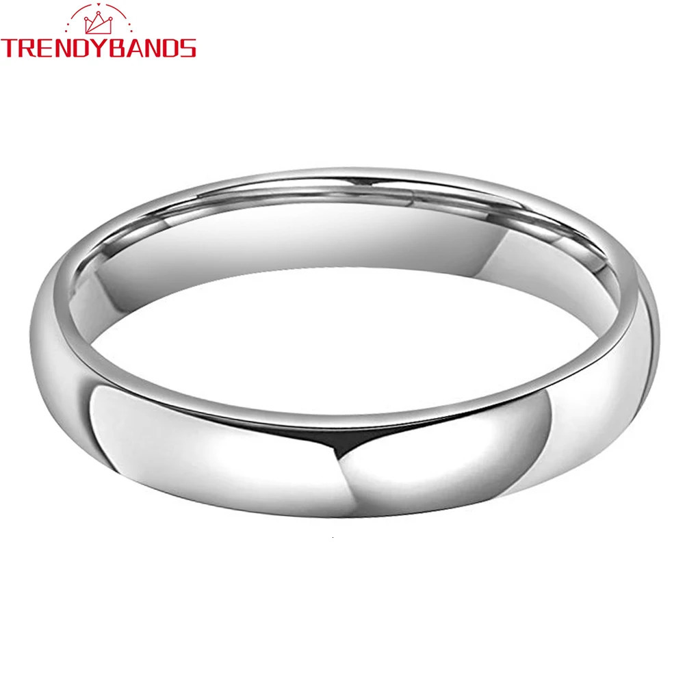 Band Rings 4mm Tungsten Rings for Women Men Wedding Band Engagement Fashion Jewelry Domed Polished Shiny Comfort Fit 231025