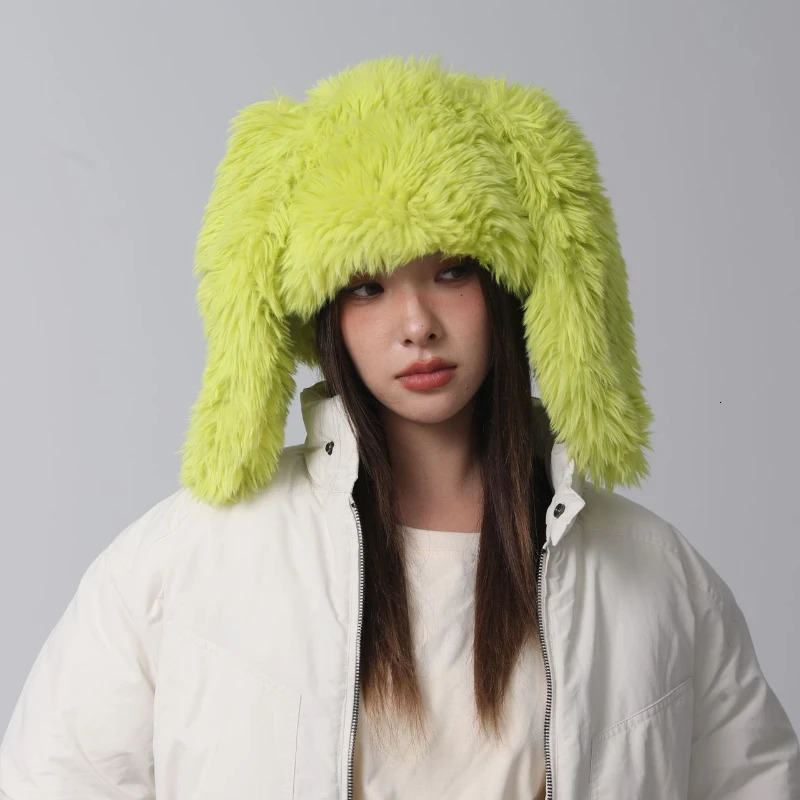 Beanie Skull Caps Y2k Cute Plush Rabbit Hats for Women Autumn and Winter Outdoor Warm Korean Version Oversized Personality Big Ears Beanies 231025