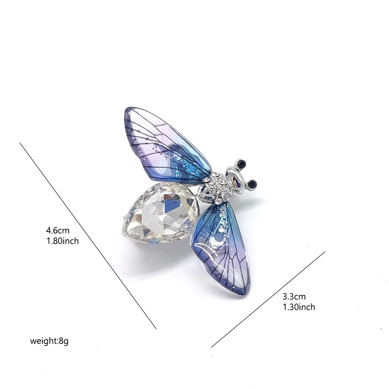 Pins Brooches Fashion Green Blue Crystal Bee Brooch With Pin Colorful Wings Rhinestone Insect Brooch Pin for Women Jewelry Gifts 231025