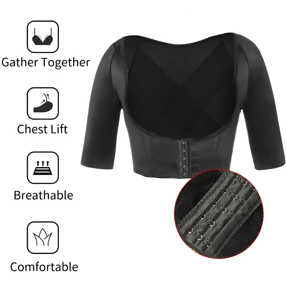 Womens Shapers Upper Arm Shaper Post Slimmer Compression Sleeves Humpback Posture Corrector Top Shoulder Shapewear Back Support 231025