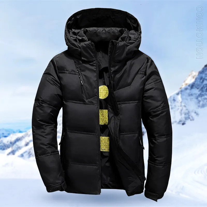 Men's Down Parkas White Duck Down Jacket Men Winter Men's Coat Windproof Removable Cap Parkas Solid Color Outdoor Casual Hooded Overcoat Clo