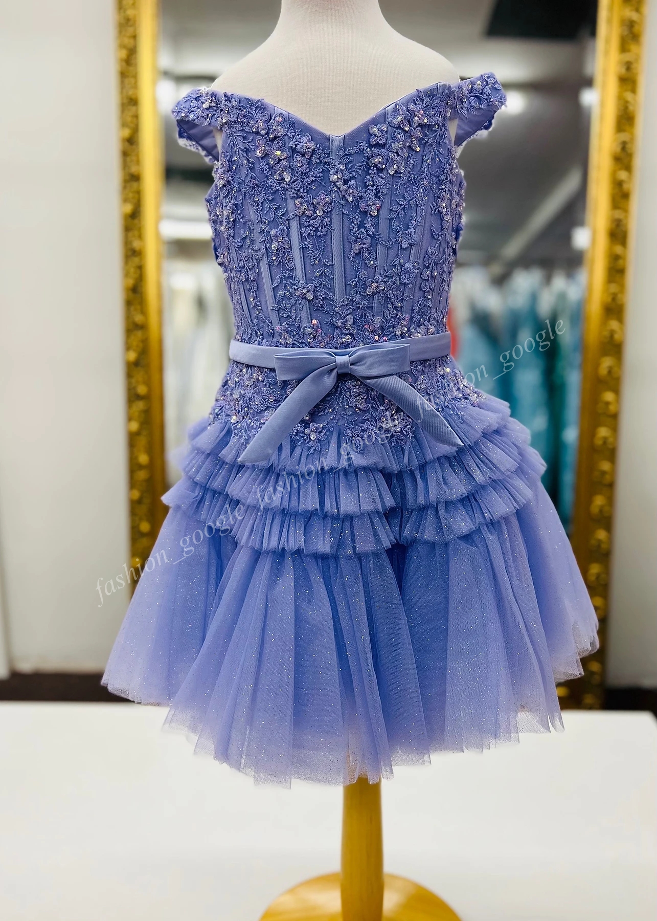 Baby Girls Glitz Pageant Dress 2025 Layer Tulle Lace Cupcake Pageant Cocktail Party Gown Flower Girl Toddler Infant Little Miss Lilac Pink Aqua Interv