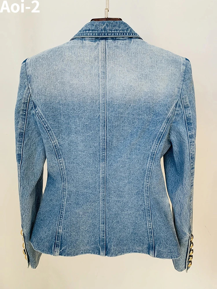 Womens Suits Blazers Vintage Denim Coat Women Autumn European American Fashion Slim Fit Top Elegant Allmatch Plus Size Suit Jacket 5XL 231025