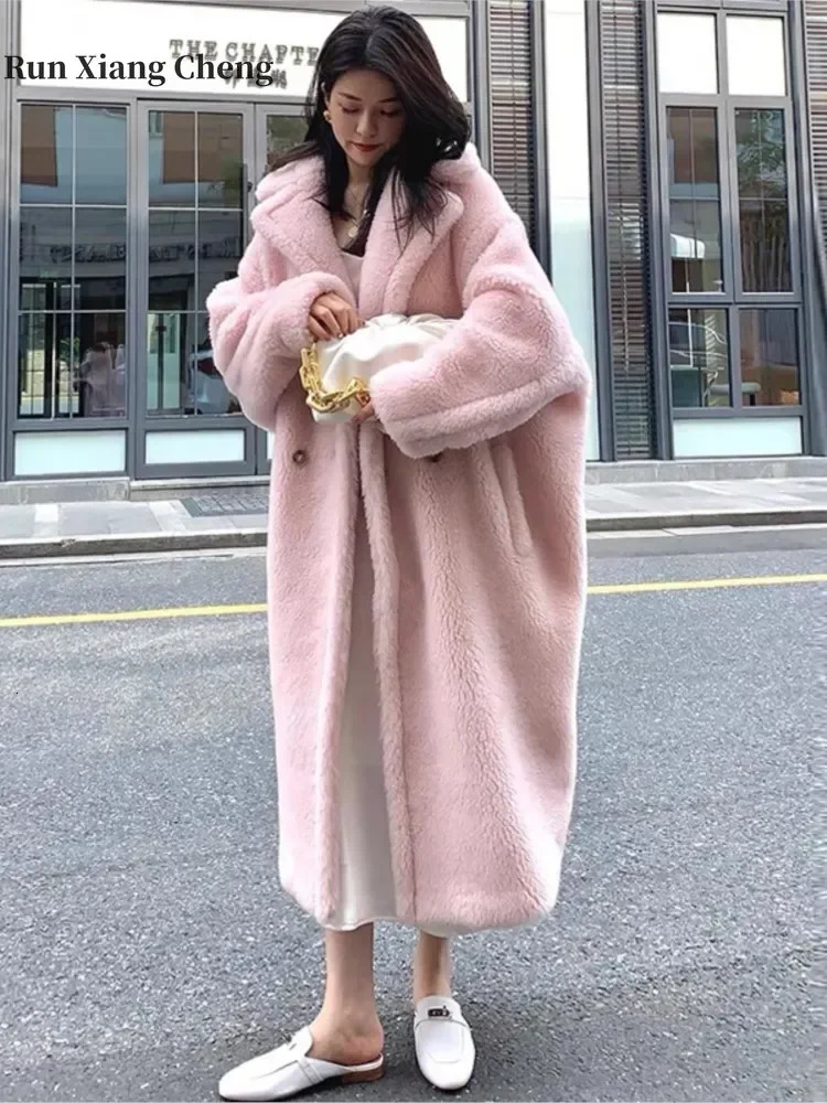 Women's Fur Faux Fur Women Winter Faux Fur Warm Long Coat Long Sleeve Female Thick Teddy Bear Coat Casual Loose Oversize Outwears 231025