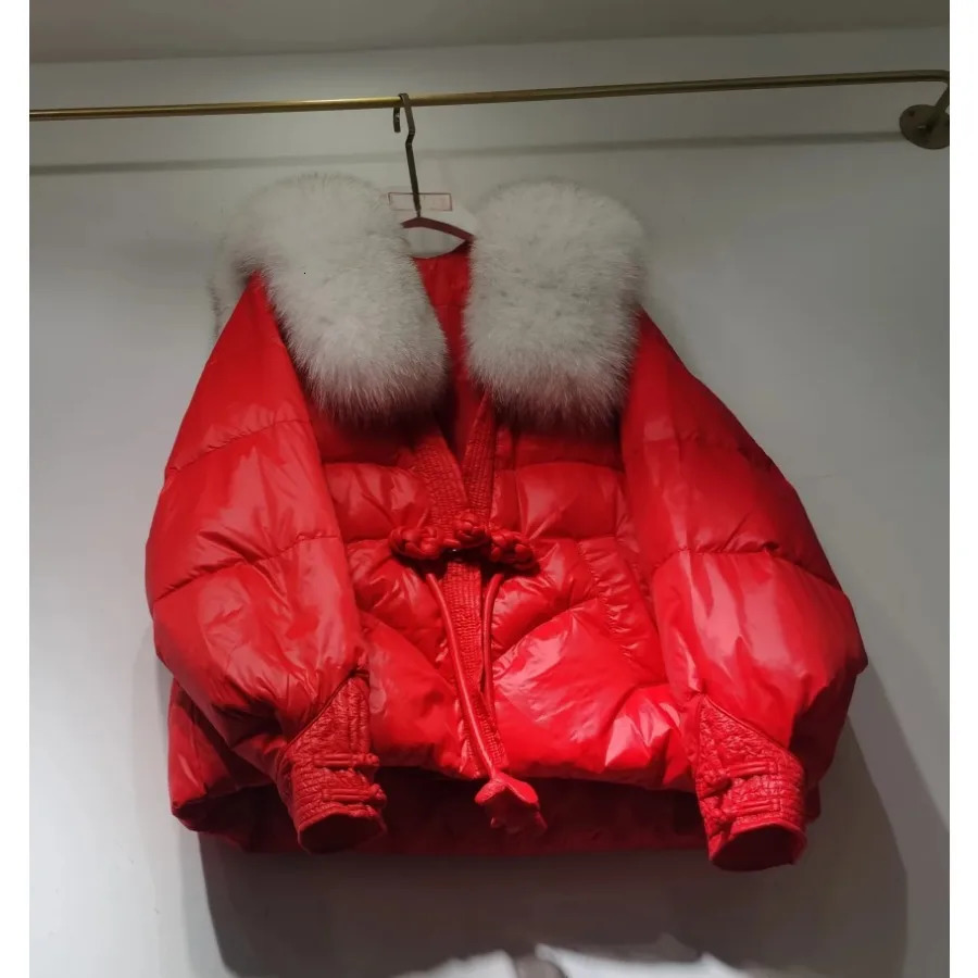 Womens Fur Faux Chinese Style Down Jacket Women Large Natural Real Collar Warm Coat Fashion Thick Snow Windproof Parkas Female 231025