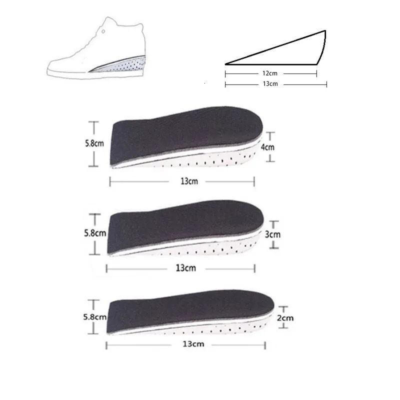 Shoe Parts Accessories 1 Pair Hard Breathable Memory Foam Height Increase Insole Heel Lifting Inserts Shoe Lifts Shoe Pads Elevator Insoles for Unisex