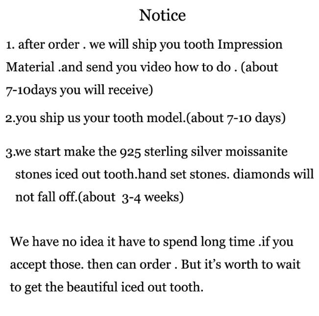 Moissanite stones iced out tooth custom made diamonds teeth 925 Sterling Silver Moissanite Grillz custom made Dental Grills