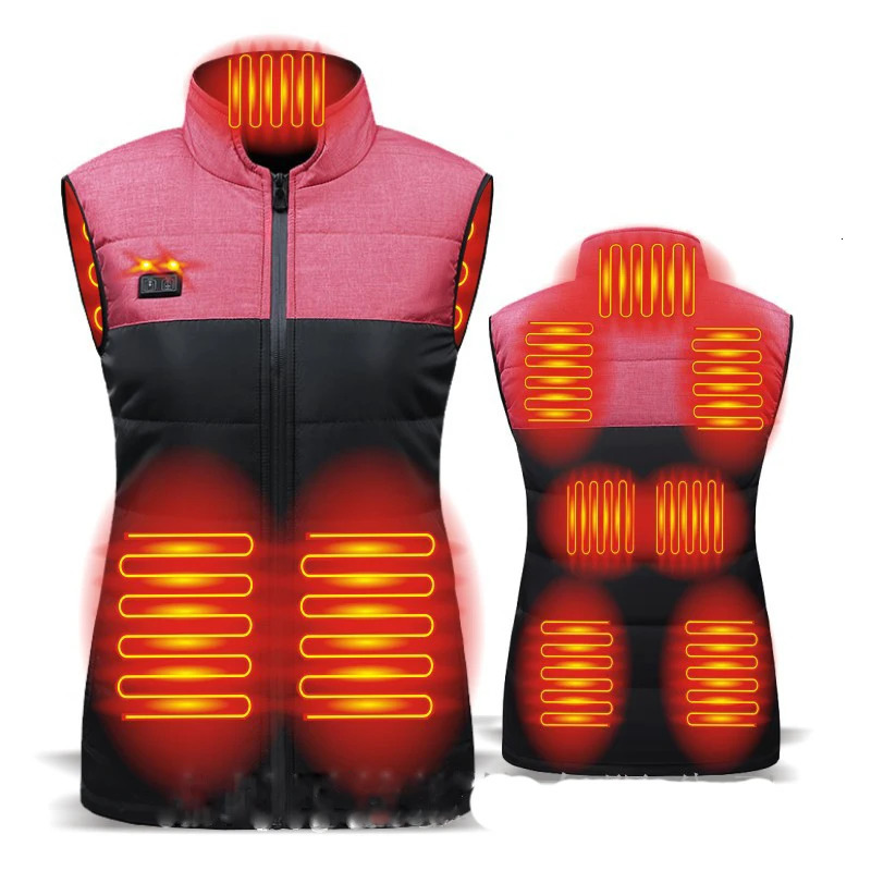 Men's Vests 11 Area Electric Vest Heated Body Warmer Men Electric Heated Warm Vest USB Charging Washable Women Winter Outdoor Camping Jacket 2310