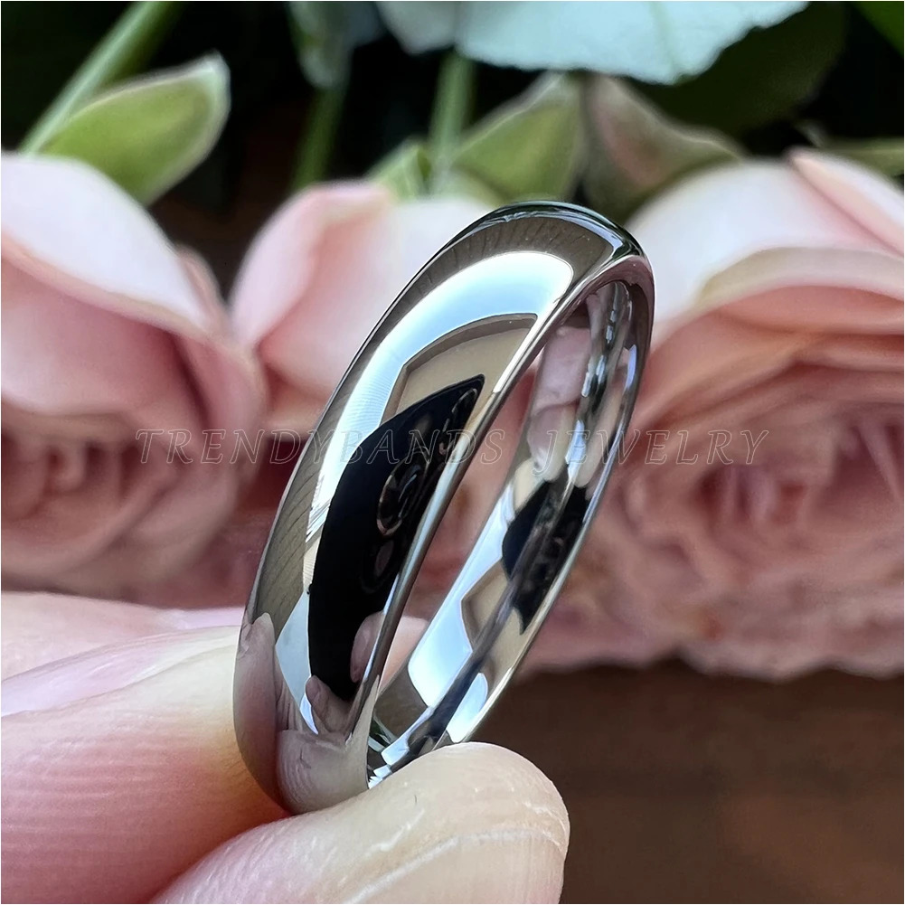 Band Rings 4mm Tungsten Rings for Women Men Wedding Band Engagement Fashion Jewelry Domed Polished Shiny Comfort Fit 231025