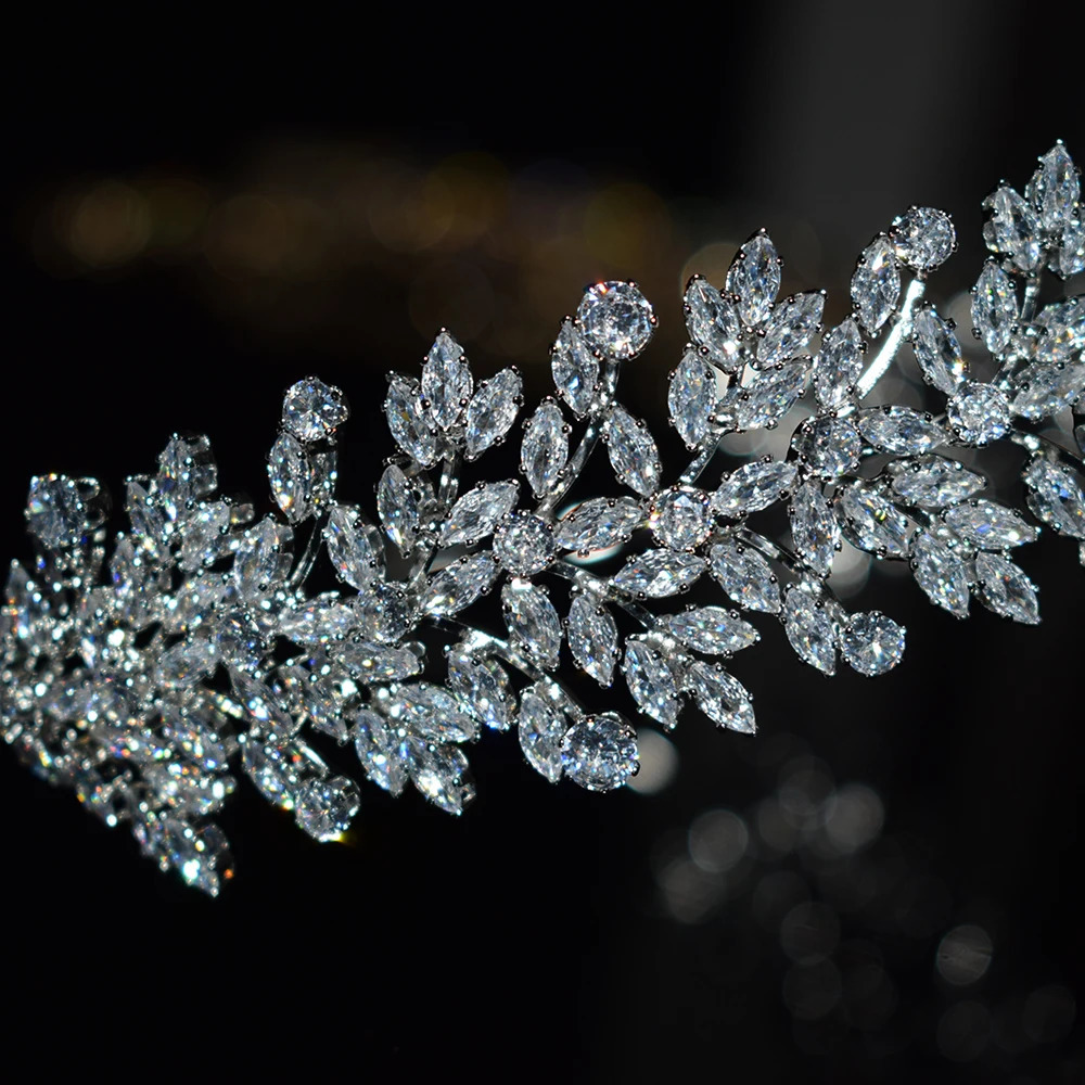 Cubic Zirconia Headbands Silver Color Bridal Crowns Elegant Headwear Prom Hair Wear Wedding Hair Accessories Party Jewelr 250107