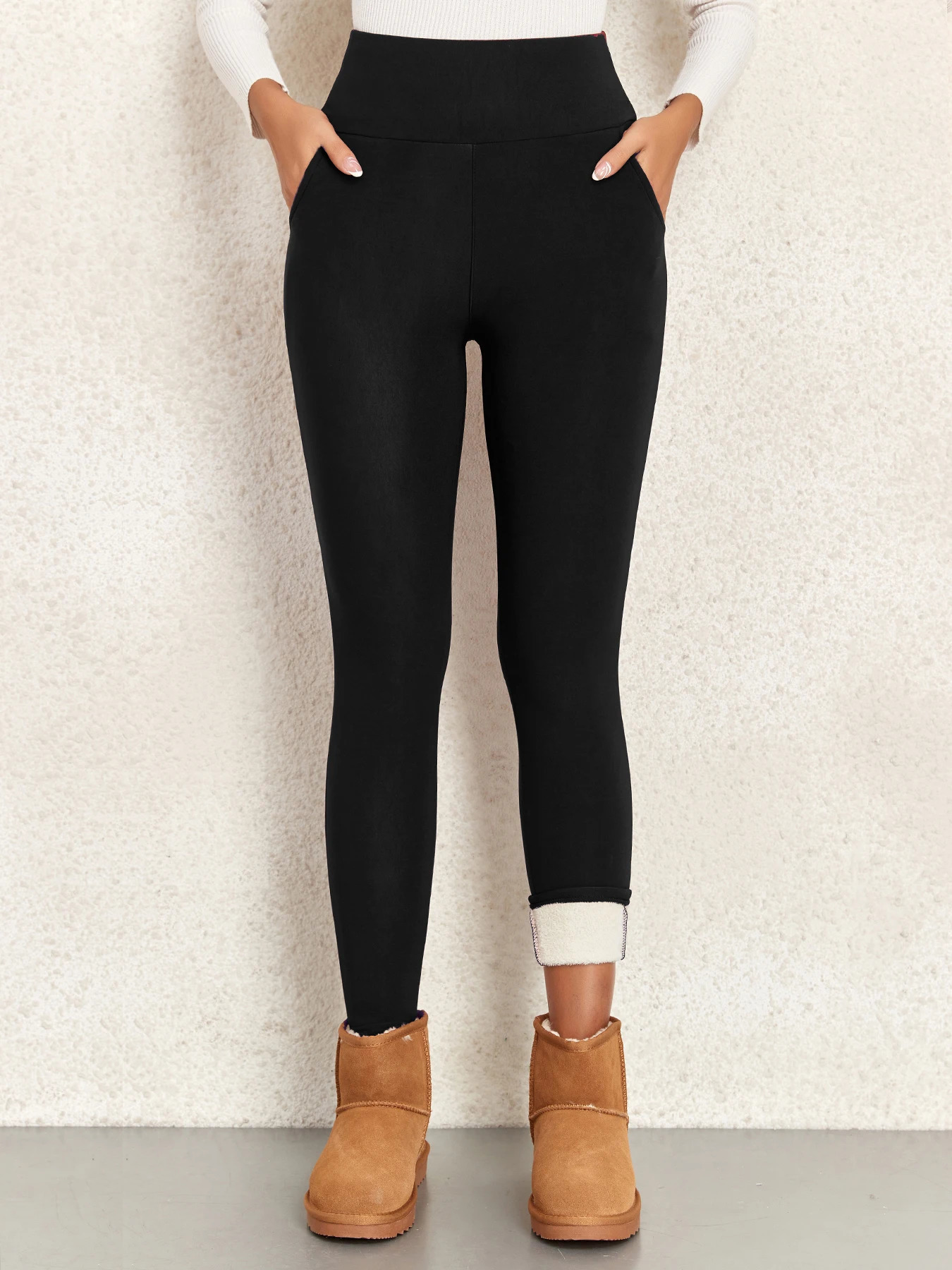 Women's Pants Capris SVOKOR Winter Warm Pants Women Leopard Print Velvet Thickened Leggings Sexy Slim High Waist Pants Cold-Resistant Pencil Pant