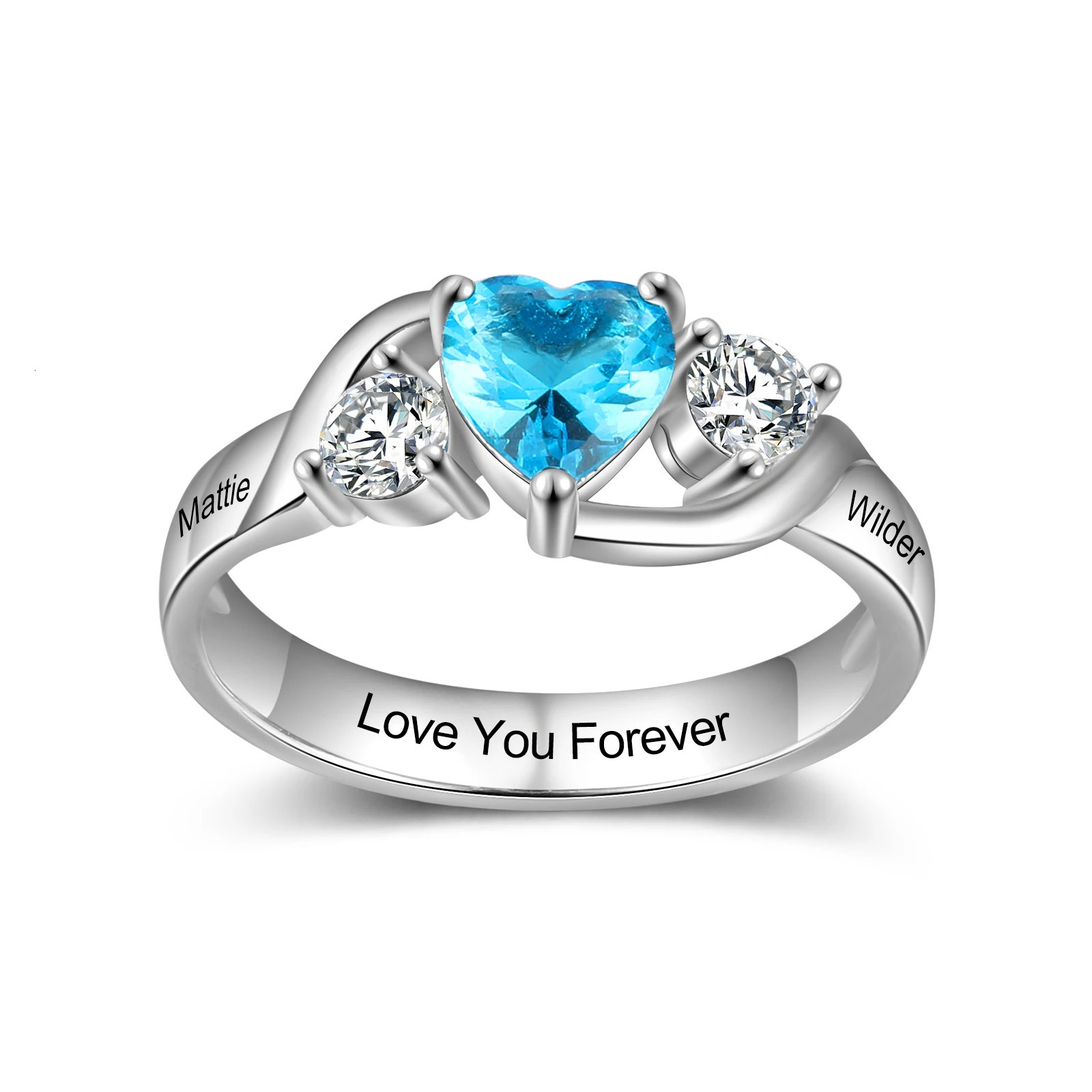 Wedding Rings Personalized Birthstone for Women Customized Engraving Promise Engagement Ring Gifts Mother Mom 231025