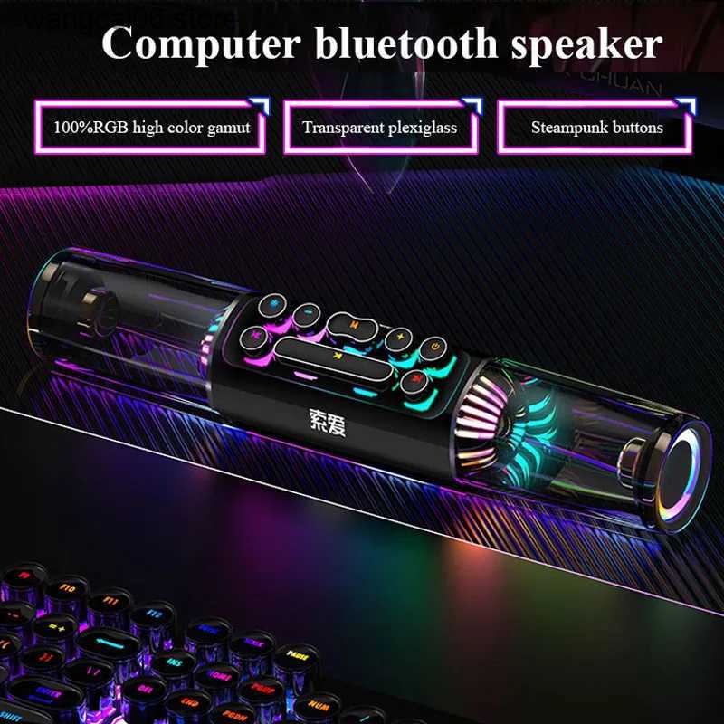Cell Phone Speakers SOAIY SH19s Gaming Bluetooth Speaker RGB Computer Soundbar 3D Surround Wireless Column Subwoofer Music Center Audio Laptop PC TV T