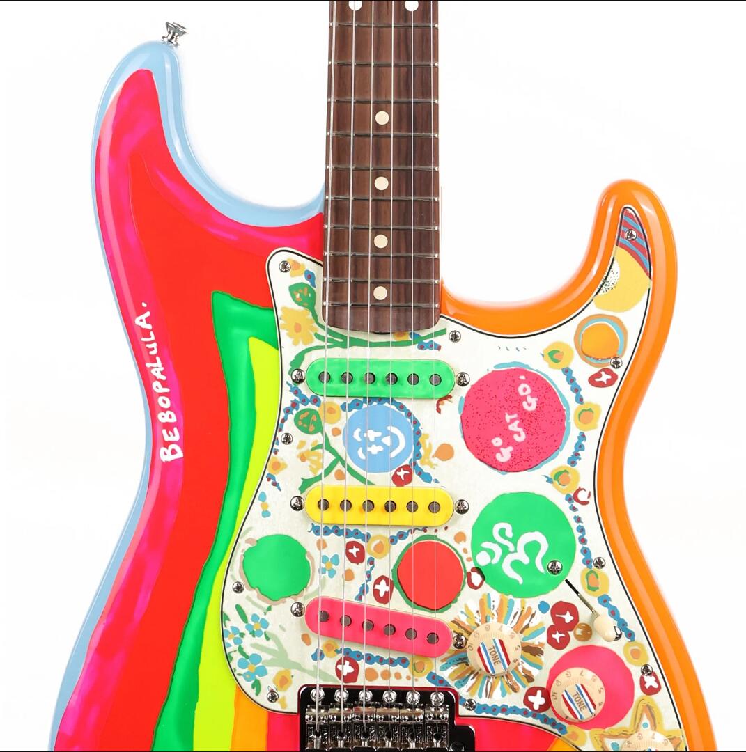 GeorgeHarrison Sonic Blue Rocky Graphic China Electric Guitar Vintage Tuners SSS Pickups Tremolo Bridge Whammy bar