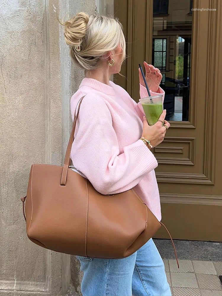 Women's Oversized Knitted Pullover Sweater - Soft, Casual, O-Neck, , Long Sleeve, Perfect For Autumn & Winter