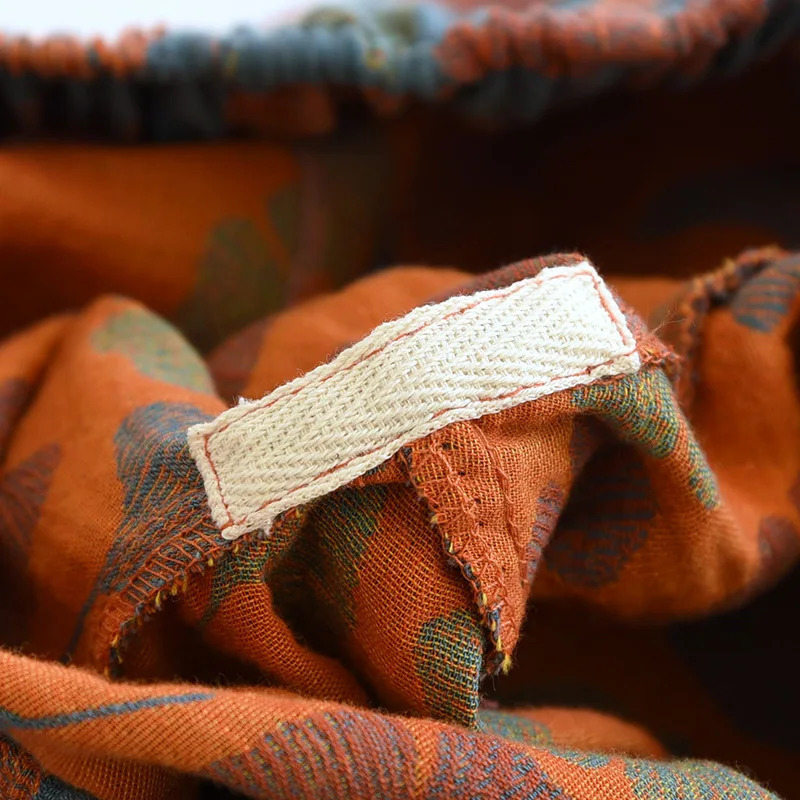 Women's Sleepwear Spring Summer Women's Pajamas 100% Cotton Crepe Pants Women's Comfortable Loose Large Leaf Home Pants Thin bottoms 23