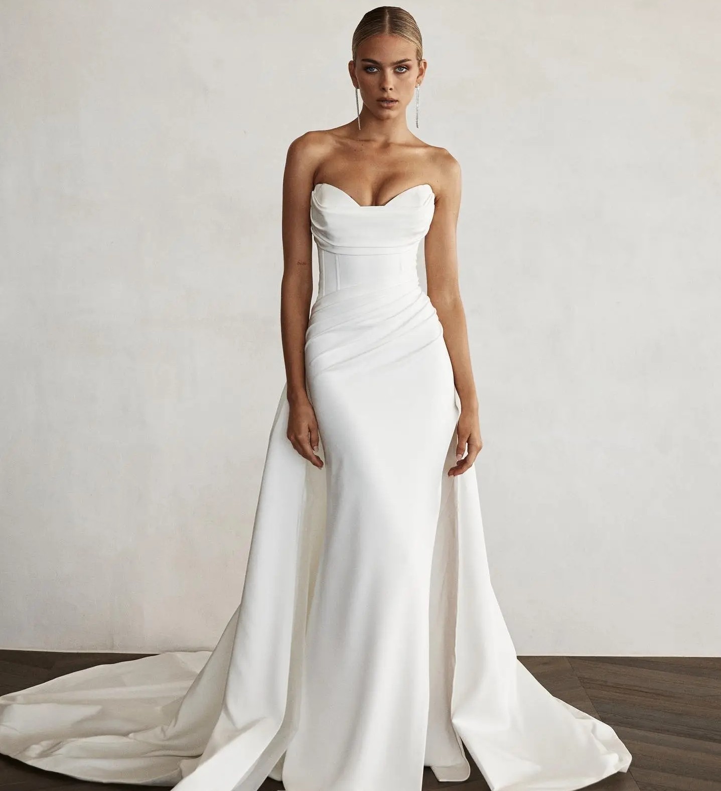 Mermaid Sexy Front Slit Wedding Dress Sweetheart Soft Satin Sweep Train Bridal Gowns Robe Mariee Boho Women Vestidos De Novia