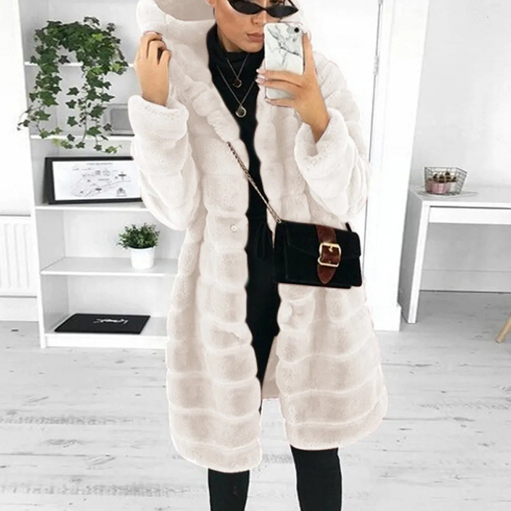 Women's Fur Faux Plus Size 4XL Winter Thicken Mink Coats for Women Fluffy Long Coat Warm Hooded Jackets For Overcoats 231026