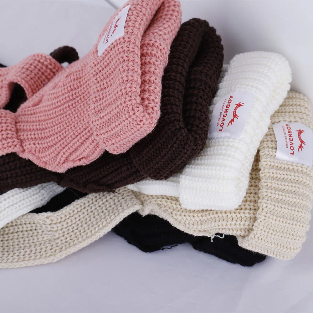 Beanie/Skull Caps Panama Women's Rabbit Long Ears Cute Knitted Baotou Cold Hat Fashion Thickened Warm Wool Winter Hat Beabie Kpop Crochet Cap H12