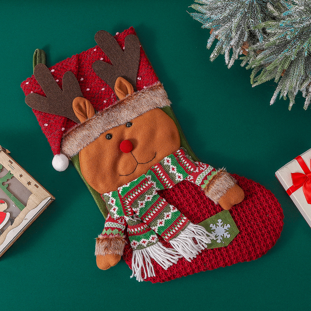 Ornaments Santa Tree Hanging Snowman Stocking Soc Elk Cute Decorations Holders Christmas Snowflake Claus Pendant Xmas Stockings Candy Gift Bags s