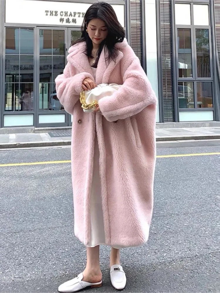Women's Fur Faux Women Winter Warm Long Coat Sleeve Female Thick Teddy Bear Casual Loose Oversize Outwears 231026
