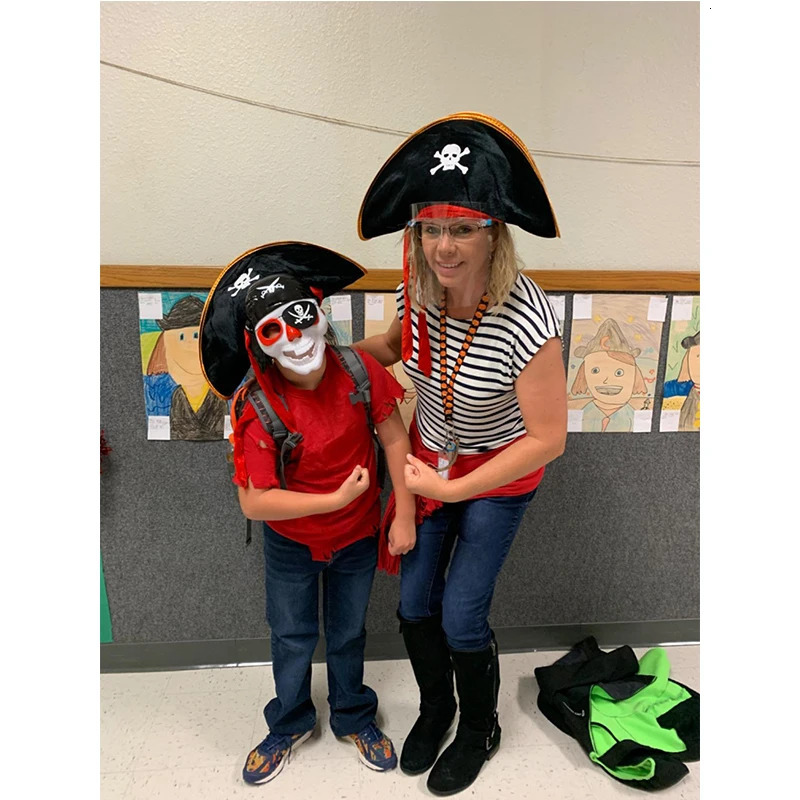 Party Hats Pirate Hat Skull Print Pirate Captain Cap Pirate Accessories Party Hat for Halloween Cosplay Caribbean Pirate Hat with Eye Patch 231027