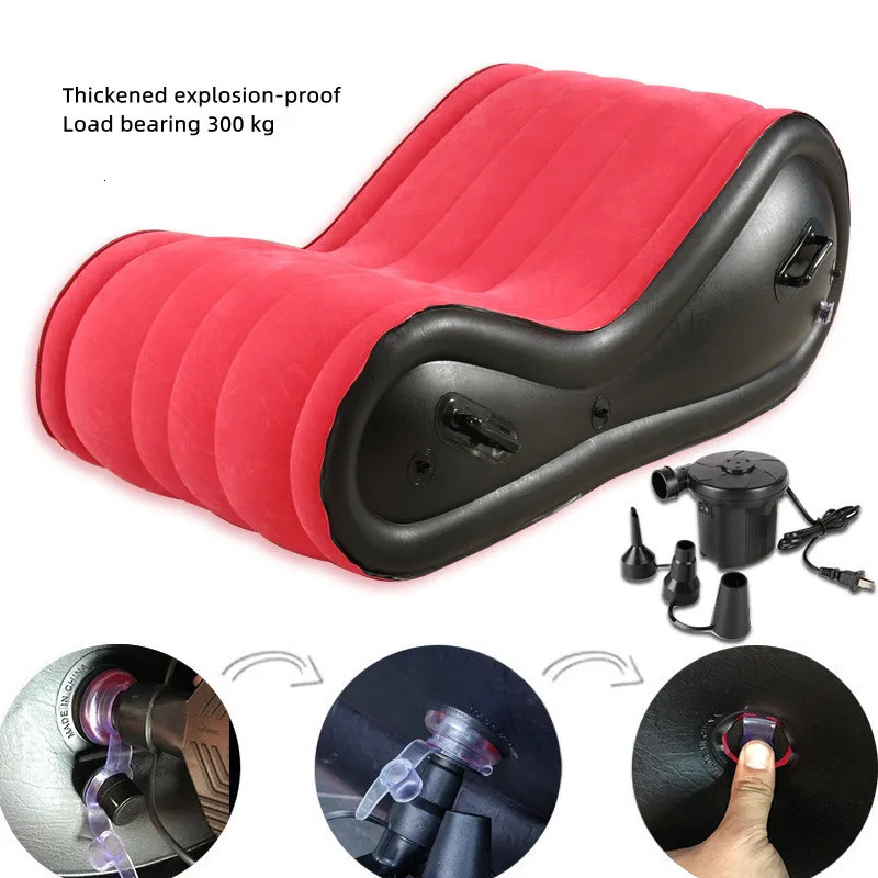 Bondage Inflatable Multi-function Sex Sofa Flocking Furniture Bed Chair Foldable Portable Lovers Pose Stimulating Sex Toys 231027