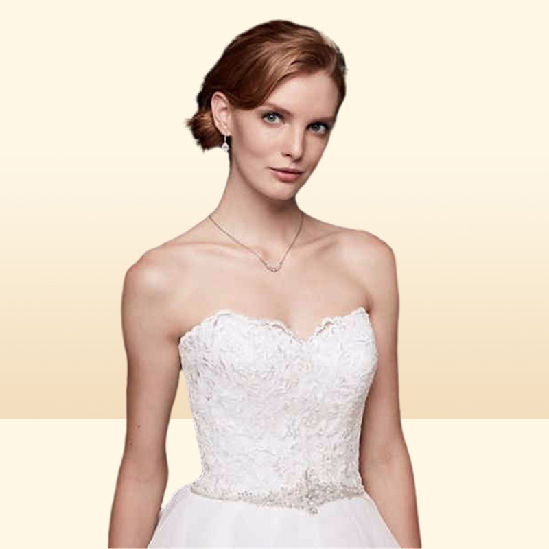 NEW Lace and Organza Wedding Ball Gown with Beading Sweetheart Designer Ruffled Skirt Custom Made Floor Length Bridal Gowns WG383