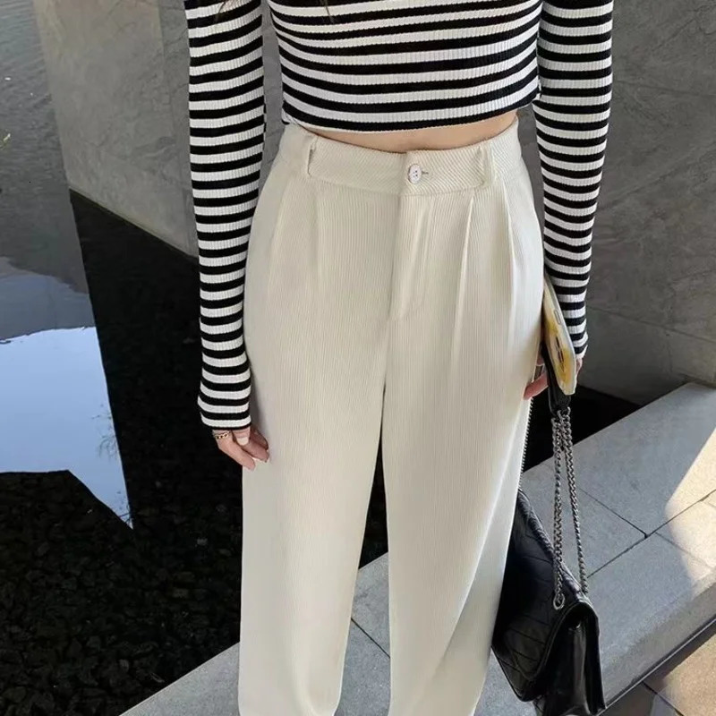 Women's Pants Capris Korean Fashion Women's Pants Winter Plus Velvet Wide Leg Pants Casual Woman Pant High Waist Straight Women Loose Trouse