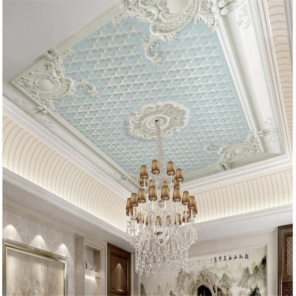 3d ceilings 3d stereoscopic wallpaper European ceiling wallpaper European living room bedroom roof mural wall