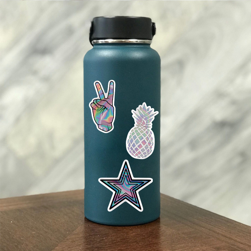 50pcs Laser Girl Stickers for Skateboard, Cool Roller Holographic Laser Waterproof Stickers for Teens Water Bottles Phone Guitar Travel Case Bike Moto
