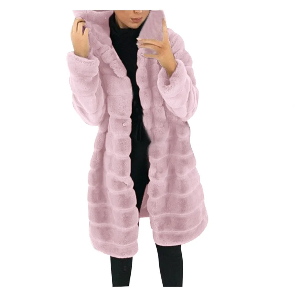 Women's Fur Faux Plus Size 4XL Winter Thicken Mink Coats for Women Fluffy Long Coat Warm Hooded Jackets For Overcoats 231026