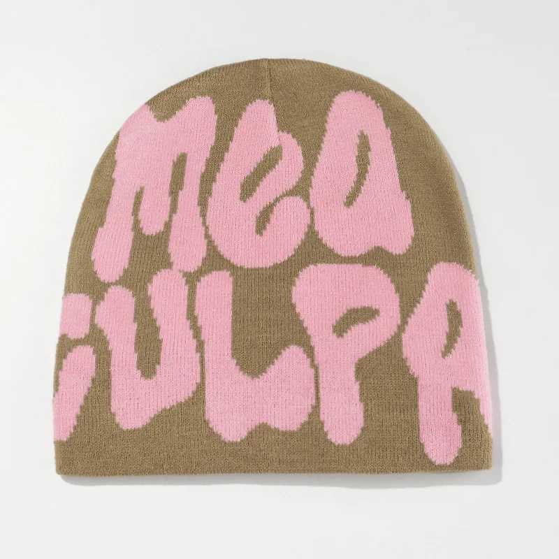 Beanie/Skull Caps Ogo-Bonnet chaud pour homme et femme bonnet froid casquette de niche conception fouet filet rouge mode Y2K cent Take H241010