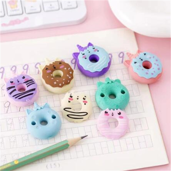 Cute Kawaii Unicorn Donut Rubber Eraser Creative Pencil Erasers School Supplies Stationery Kids Students Cool Prizes GC2423